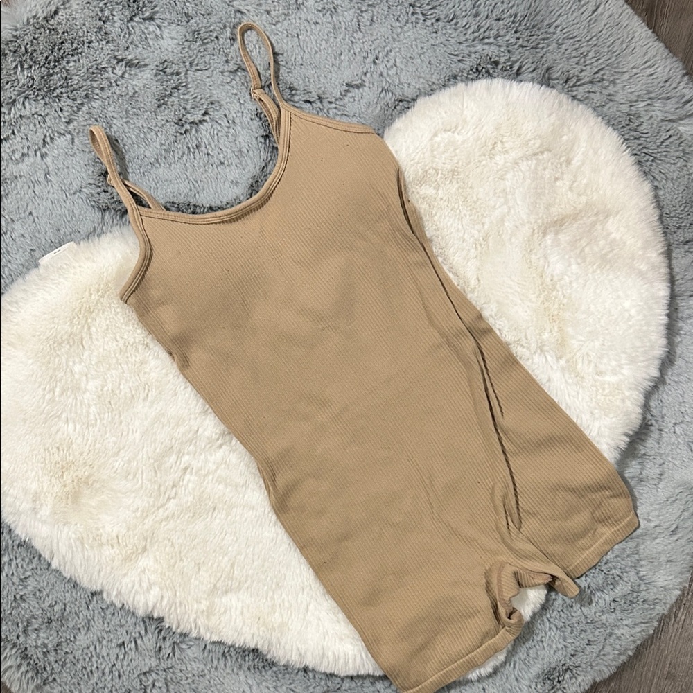 Tan Ribbed Jumpsuit / Romper